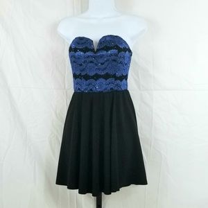 Charlotte Russe Strapless Blue/Black Sequin Dress